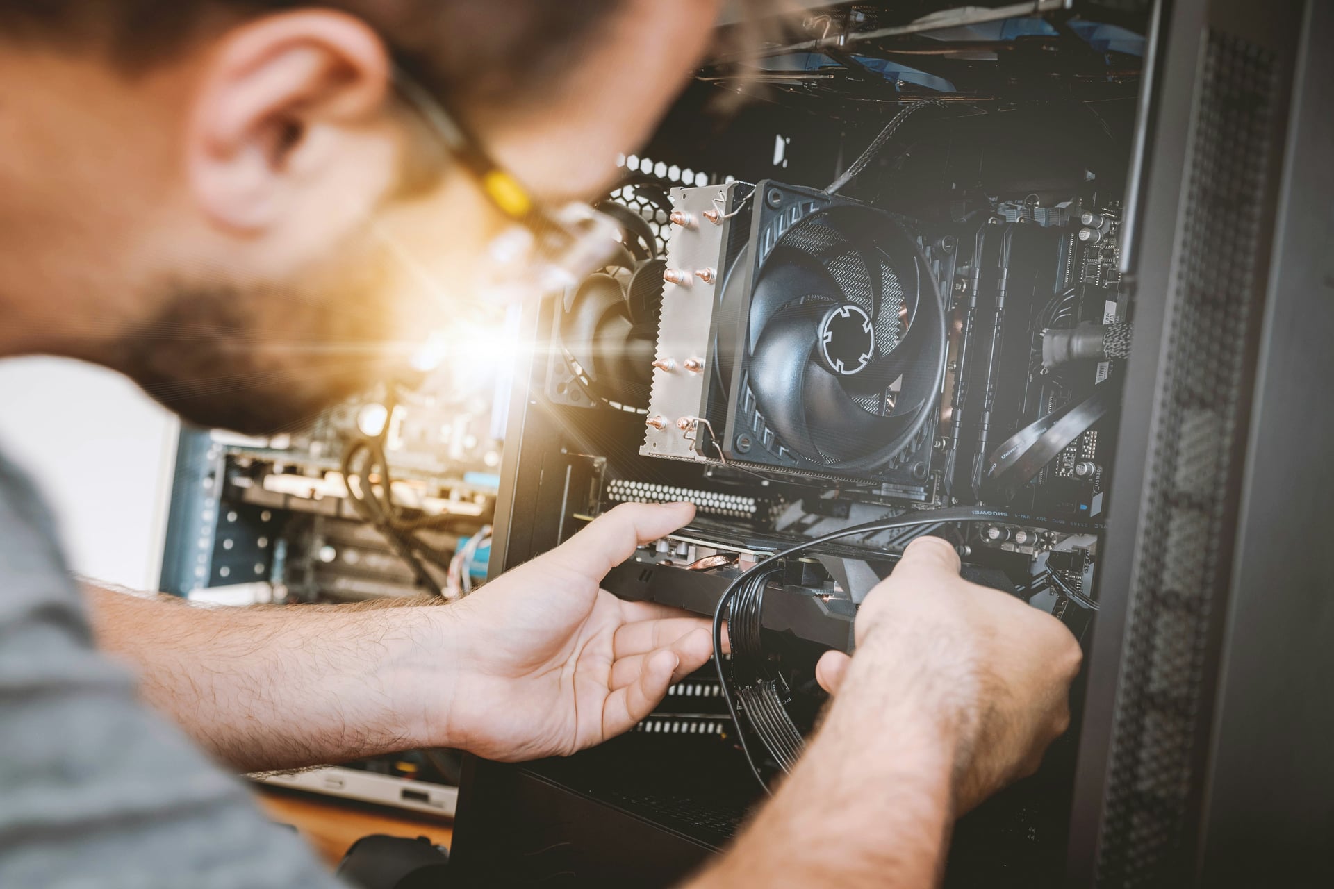 Expert technicians at work repairing electronic devices